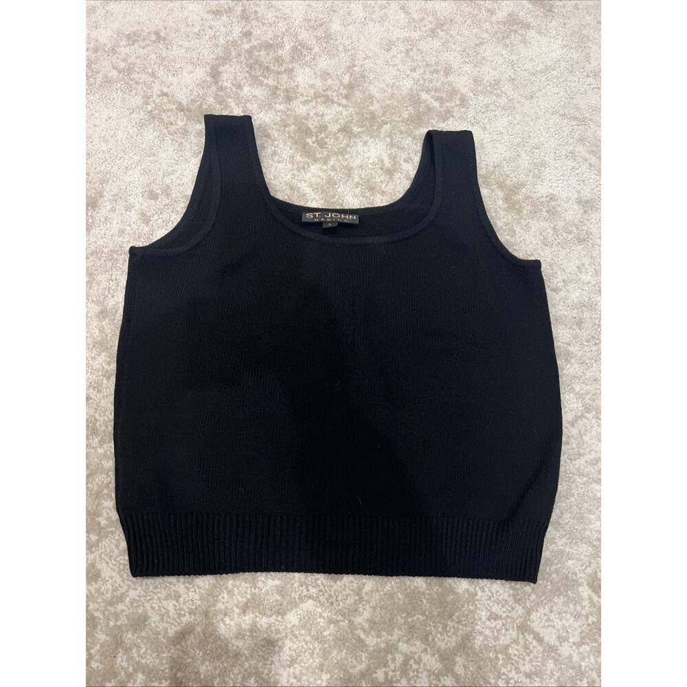 St. John Collection Santana Knit Black Tank Top, Sz S
